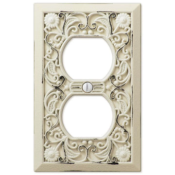 Filigree Antique White Cast - 1 Duplex Wallplate - Wallplate Warehouse 65DAW 070686573969 1 Duplex