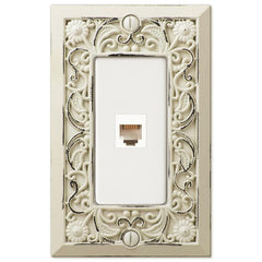 Filigree Antique White Cast - 1 Phone Jack Wallplate