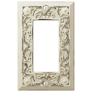 Filigree Antique White Cast - 1 Rocker Wallplate - Wallplate Warehouse 65RAW 070686573976 1 Rocker