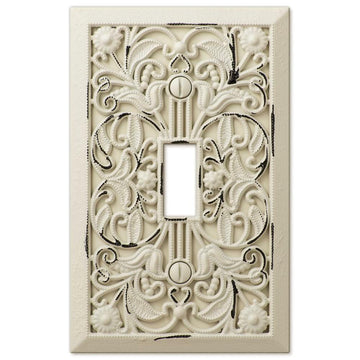 Filigree Antique White Cast - 1 Toggle Wallplate - Wallplate Warehouse 65TAW 070686573952 1 Toggle