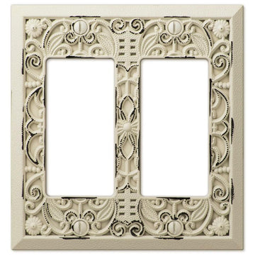 Filigree Antique White Cast - 2 Rocker Wallplate - Wallplate Warehouse 65RRAW 070686559109 2 Rocker