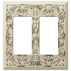 Filigree Antique White Cast - 2 Rocker Wallplate