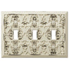 Filigree Antique White Cast - 3 Toggle Wallplate - Wallplate Warehouse 65TTTAW 070686559116 3 Toggle