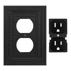 Filigree Border Matte Black Cast - 1 Duplex Wallplate