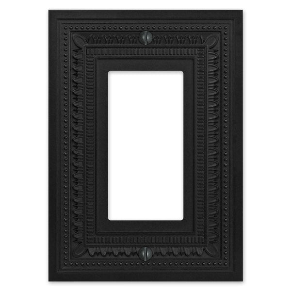 Filigree Border Matte Black Cast - 1 Rocker Wallplate - Wallplate Warehouse 83RMB - B 070686015162 1 Rocker