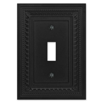 Filigree Border Matte Black Cast - 1 Toggle Wallplate - Wallplate Warehouse 83TMB - B 070686015124 1 Toggle