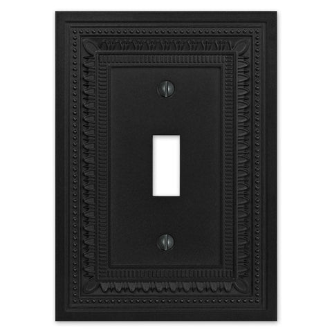 Filigree Border Matte Black Cast - 1 Toggle Wallplate - Wallplate Warehouse 83TMB - B 070686015124 1 Toggle