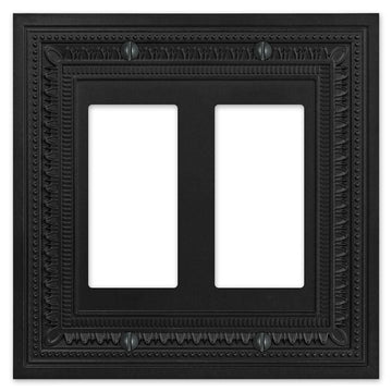 Filigree Border Matte Black Cast - 2 Rocker Wallplate - Wallplate Warehouse 83RRMB - B 070686015179 2 Rocker