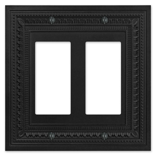 Filigree Border Matte Black Cast - 2 Rocker Wallplate - Wallplate Warehouse 83RRMB - B 070686015179 2 Rocker