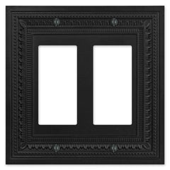 Filigree Border Matte Black Cast - 2 Rocker Wallplate