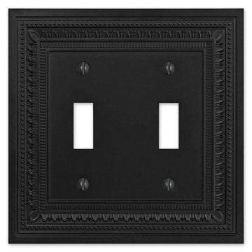 Filigree Border Matte Black Cast - 2 Toggle Wallplate - Wallplate Warehouse 83TTMB - B 070686015131 2 Toggle