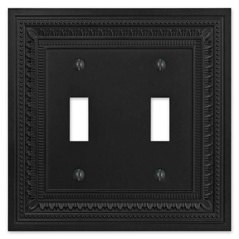 Filigree Border Matte Black Cast - 2 Toggle Wallplate - Wallplate Warehouse 83TTMB - B 070686015131 2 Toggle