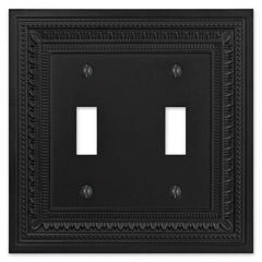Filigree Border Matte Black Cast - 2 Toggle Wallplate