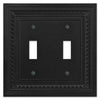 Filigree Border Matte Black Cast - 2 Toggle Wallplate - Wallplate Warehouse 83TTMB - B 070686015131 2 Toggle