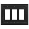 Filigree Border Matte Black Cast - 3 Rocker Wallplate - Wallplate Warehouse 83RRRMB - B 070686015186 3 Rocker