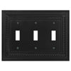 Filigree Border Matte Black Cast - 3 Toggle Wallplate - Wallplate Warehouse 83TTTMB - B 070686015148 3 Toggle