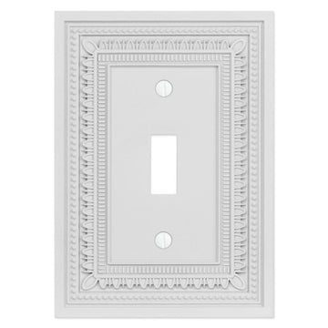 Filigree Border Matte White Cast - 1 Toggle Wallplate - Wallplate Warehouse 83TMW - B 070686015193 1 Toggle