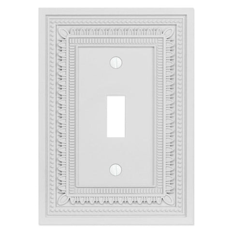 Filigree Border Matte White Cast - 1 Toggle Wallplate - Wallplate Warehouse 83TMW - B 070686015193 1 Toggle