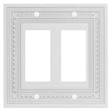 Filigree Border Matte White Cast - 2 Rocker Wallplate - Wallplate Warehouse 83RRMW - B 070686015247 2 Rocker