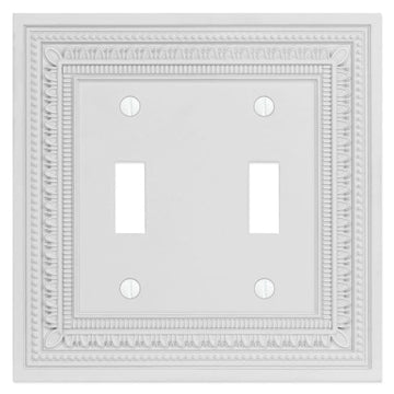 Filigree Border Matte White Cast - 2 Toggle Wallplate - Wallplate Warehouse 83TTMW - B 070686015209 2 Toggle