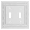 Filigree Border Matte White Cast - 2 Toggle Wallplate - Wallplate Warehouse 83TTMW - B 070686015209 2 Toggle