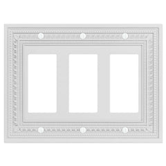 Filigree Border Matte White Cast - 3 Rocker Wallplate
