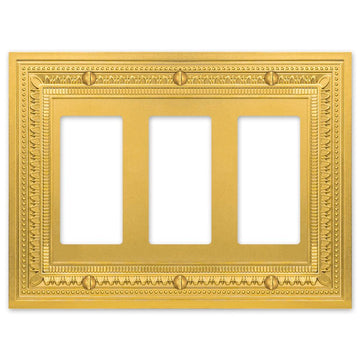 Filigree Border Satin Gold Cast - 3 Rocker Wallplate - Wallplate Warehouse 83RRRSG - B 070686015117 3 Rocker