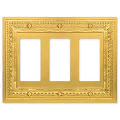 Filigree Border Satin Gold Cast - 3 Rocker Wallplate