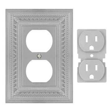 Filigree Border Satin Nickel Cast - 1 Duplex Wallplate - Wallplate Warehouse 83DCN - B 070686015292 1 Duplex