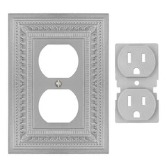 Filigree Border Satin Nickel Cast - 1 Duplex Wallplate