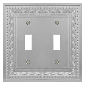 Filigree Border Satin Nickel Cast - 2 Toggle Wallplate - Wallplate Warehouse 83TTN - B 070686015278 2 Toggle