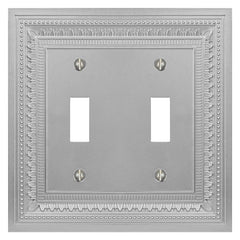Filigree Border Satin Nickel Cast - 2 Toggle Wallplate