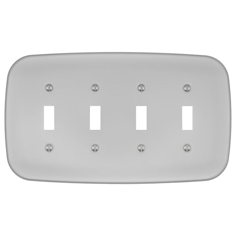 Fresno Satin Nickel - 4 Toggle Wallplate - Wallplate Warehouse 835T4N-B 70686022375 4 Toggle