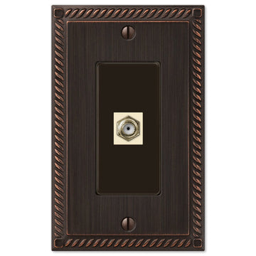 Georgian Aged Bronze Cast - 1 Cable Jack Wallplate - Wallplate Warehouse 54CXVB 070686581117 Cable Jacks