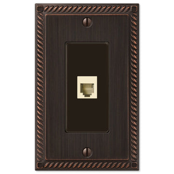 Georgian Aged Bronze Cast - 1 Phone Jack Wallplate - Wallplate Warehouse 54PHVB 070686581148 Phone Jacks