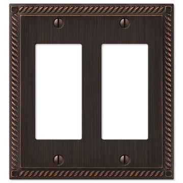 Georgian Aged Bronze Cast - 2 Rocker Wallplate - Wallplate Warehouse 54RRVB 070686569764 2 Rocker