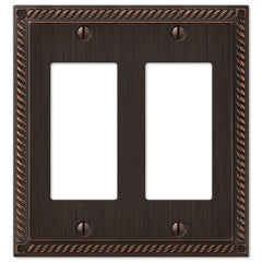 Georgian Aged Bronze Cast - 2 Rocker Wallplate