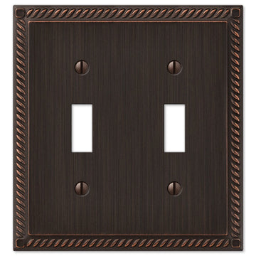 Georgian Aged Bronze Cast - 2 Toggle Wallplate - Wallplate Warehouse 54TTVB 070686552940 2 Toggle