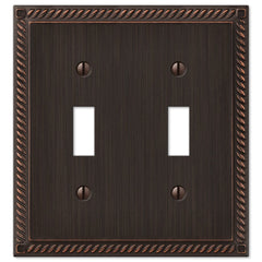 Georgian Aged Bronze Cast - 2 Toggle Wallplate