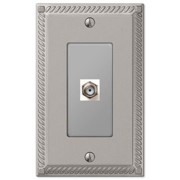 Georgian Satin Nickel Cast - 1 Cable Jack Wallplate - Wallplate Warehouse 54CXN 070686581100 Cable Jacks