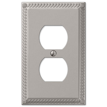 Georgian Satin Nickel Cast - 1 Duplex Wallplate - Wallplate Warehouse 54DN 070686452899 1 Duplex