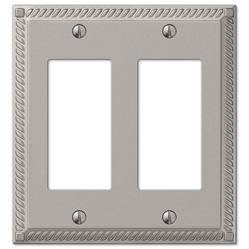 Georgian Satin Nickel Cast - 2 Rocker Wallplate - Wallplate Warehouse 54RRN 070686555361 2 Rocker