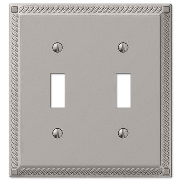 Georgian Satin Nickel Cast - 2 Toggle Wallplate - Wallplate Warehouse 54TTN 070686452905 2 Toggle