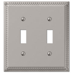 Georgian Satin Nickel Cast - 2 Toggle Wallplate