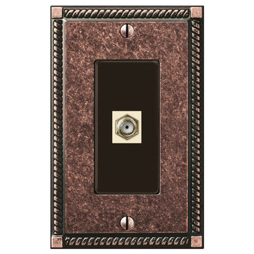 Georgian Tumbled Aged Bronze Cast - 1 Cable Jack Wallplate - Wallplate Warehouse 54CXAZ 070686581094 Cable Jacks