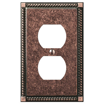 Georgian Tumbled Aged Bronze Cast - 1 Duplex Wallplate - Wallplate Warehouse 54DAZ 070686559390 1 Duplex