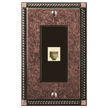 Georgian Tumbled Aged Bronze Cast - 1 Phone Jack Wallplate - Wallplate Warehouse 54PHAZ 070686581124 Phone Jacks
