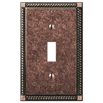 Georgian Tumbled Aged Bronze Cast - 1 Toggle Wallplate - Wallplate Warehouse 54TAZ 070686559383 1 Toggle