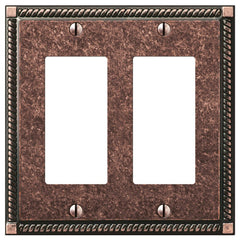 Georgian Tumbled Aged Bronze Cast - 2 Rocker Wallplate
