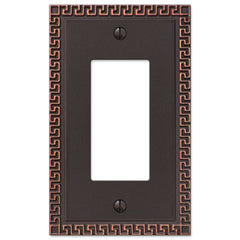 Greek Key Aged Bronze Cast - 1 Rocker Wallplate
